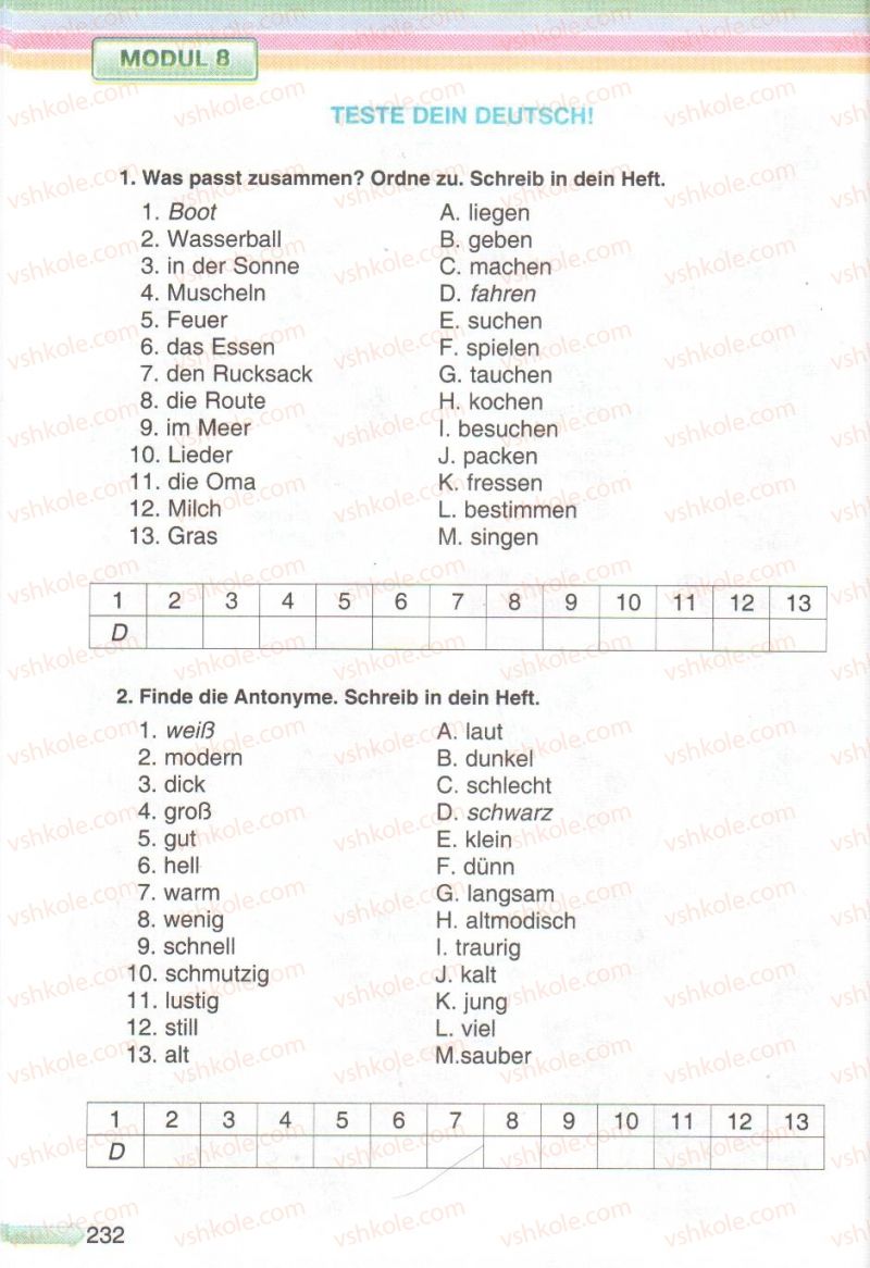 Страница 232 | Підручник Німецька мова 5 клас М.М. Сидоренко, О.А. Палій 2013