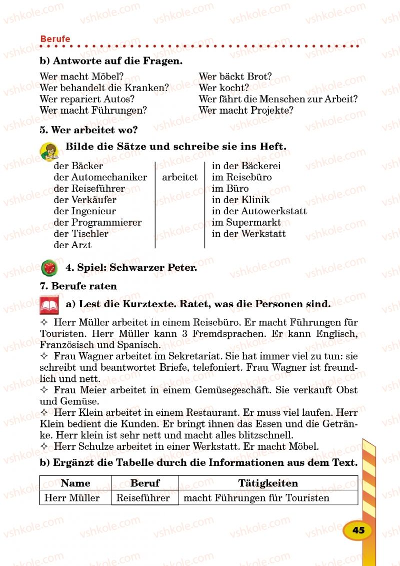 Страница 45 | Підручник Німецька мова 5 клас Л.В. Горбач, Г.Ю. Трінька 2013