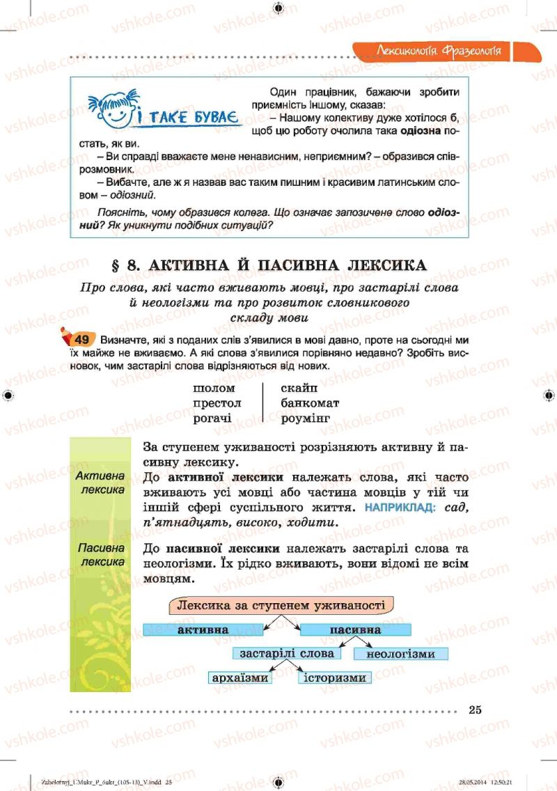 Страница 25 | Підручник Українська мова 6 клас В.В. Заболотний, О.В. Заболотний 2014