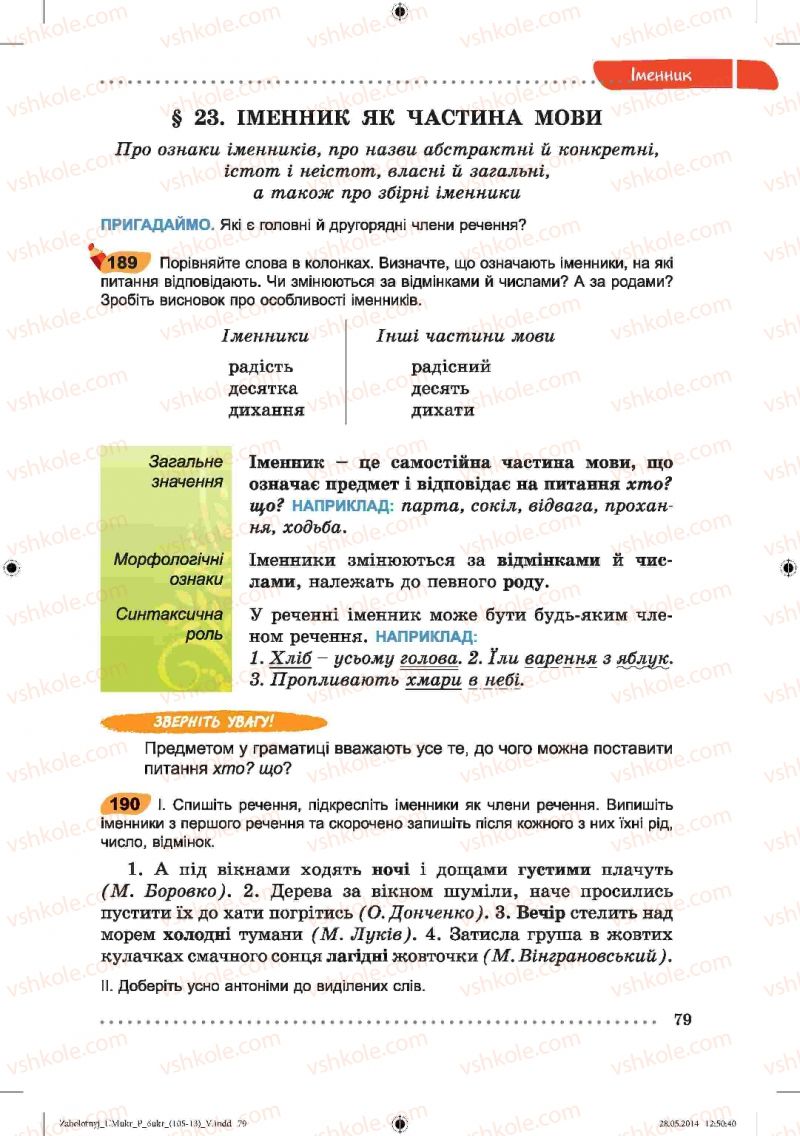 Страница 79 | Підручник Українська мова 6 клас В.В. Заболотний, О.В. Заболотний 2014