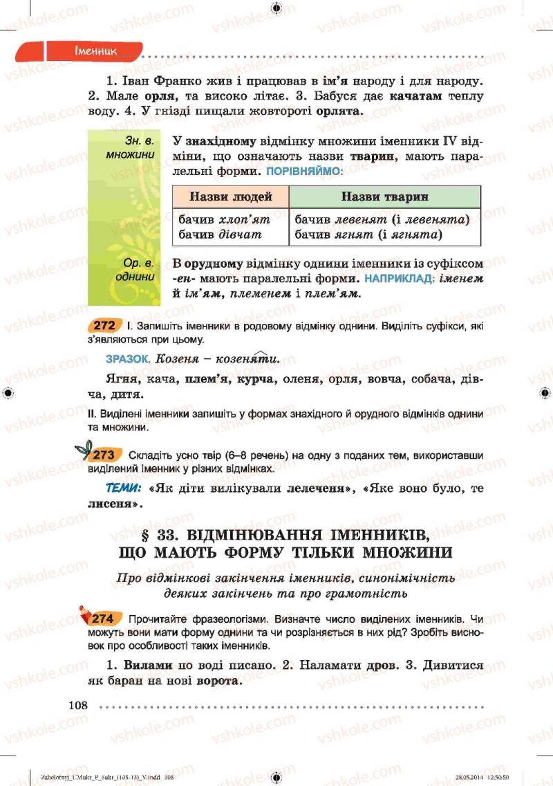 Страница 108 | Підручник Українська мова 6 клас В.В. Заболотний, О.В. Заболотний 2014