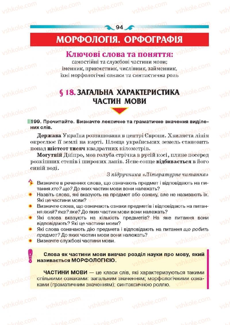 Страница 94 | Підручник Українська мова 6 клас О.П. Глазова 2014
