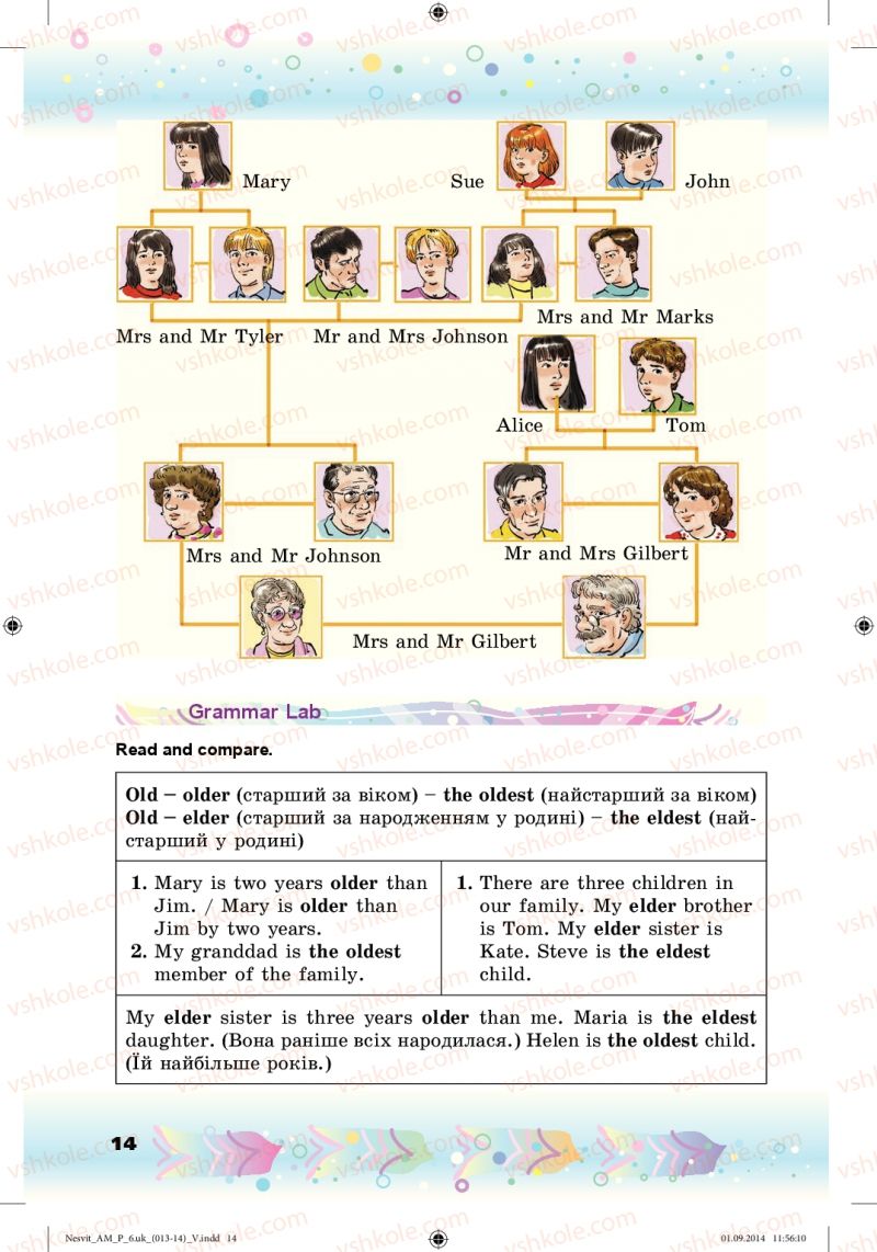 Страница 14 | Підручник Англiйська мова 6 клас А.М. Несвіт 2014