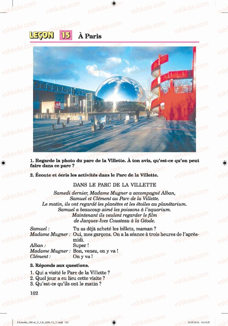 Страница 102 | Підручник Французька мова 6 клас Ю.М. Клименко 2014 6 рік навчання