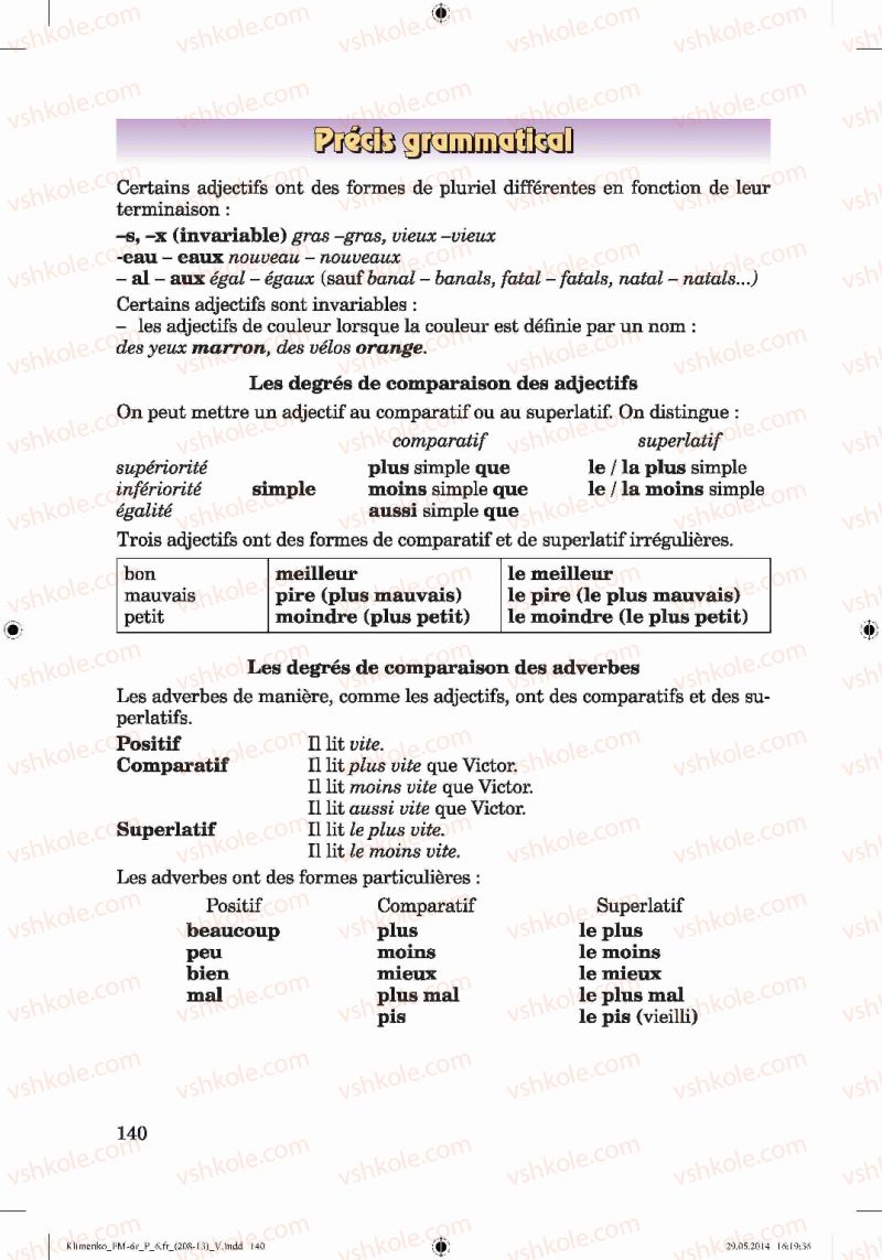 Страница 140 | Підручник Французька мова 6 клас Ю.М. Клименко 2014 6 рік навчання