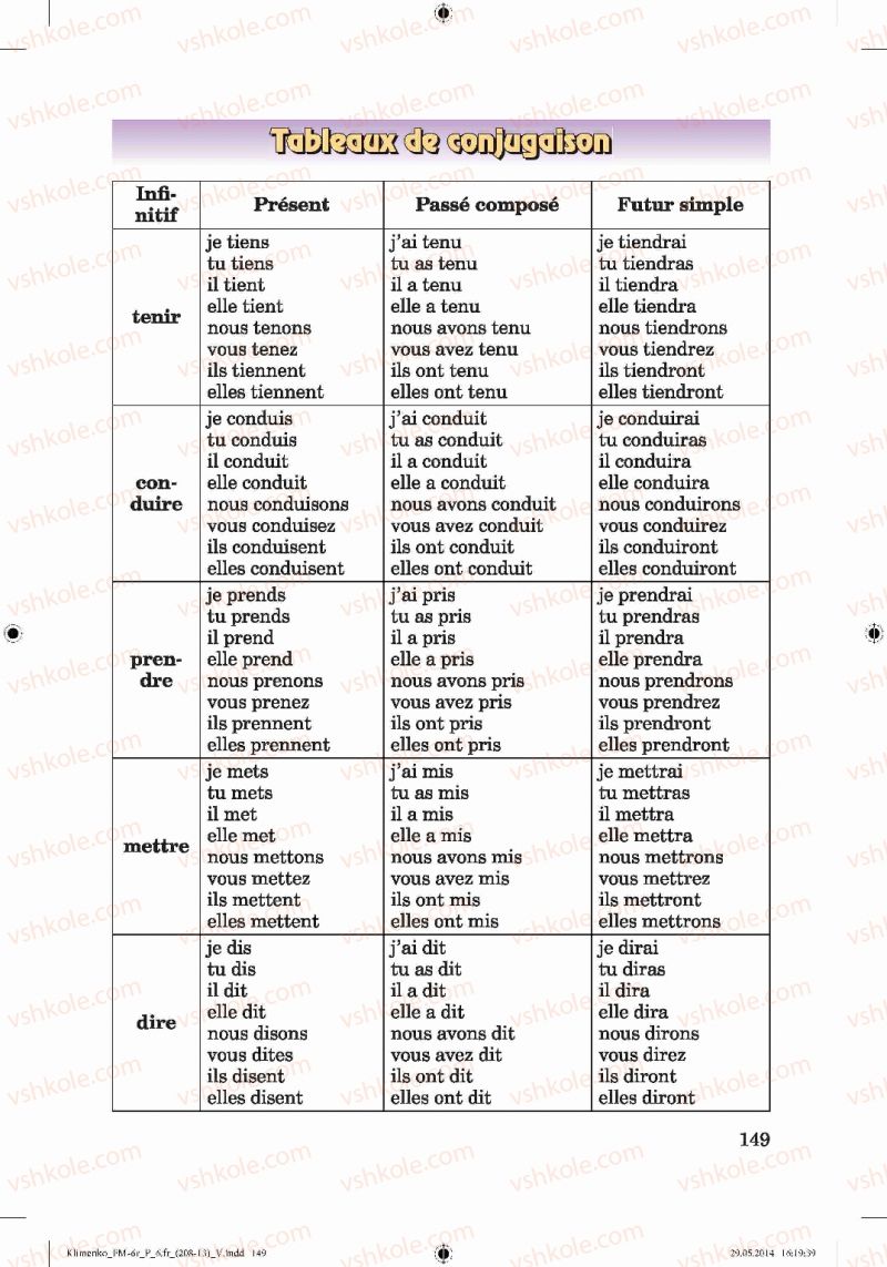 Страница 149 | Підручник Французька мова 6 клас Ю.М. Клименко 2014 6 рік навчання