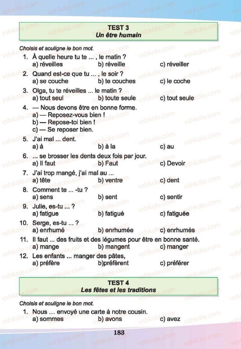 Страница 183 | Підручник Французька мова 6 клас Н.П. Чумак, Т.В. Кривошеєва 2014 2 рік навчання