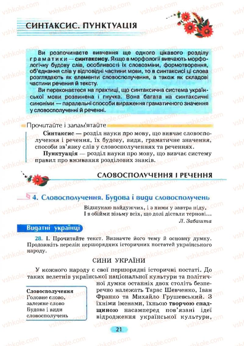 Страница 21 | Підручник Українська мова 8 клас М.І. Пентилюк, І.В. Гайдаєнко, А.І. Ляшкевич, С.А. Омельчук 2008