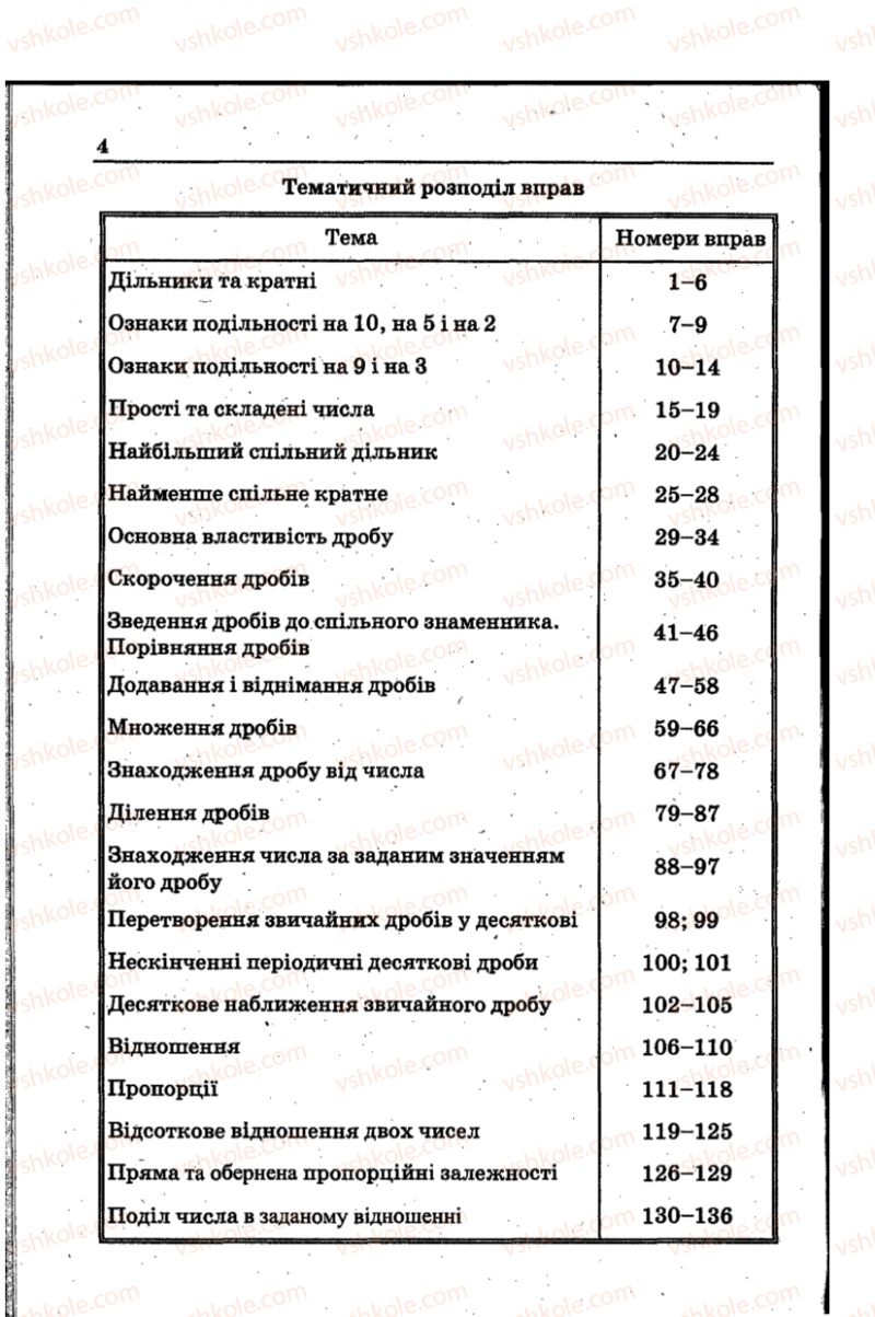 Страница 4 | Підручник Математика 6 клас А.Г. Мерзляк, В.Б. Полонський, Ю.М. Рабінович, М.С. Якір 2014 Збірник задач і контрольних робіт