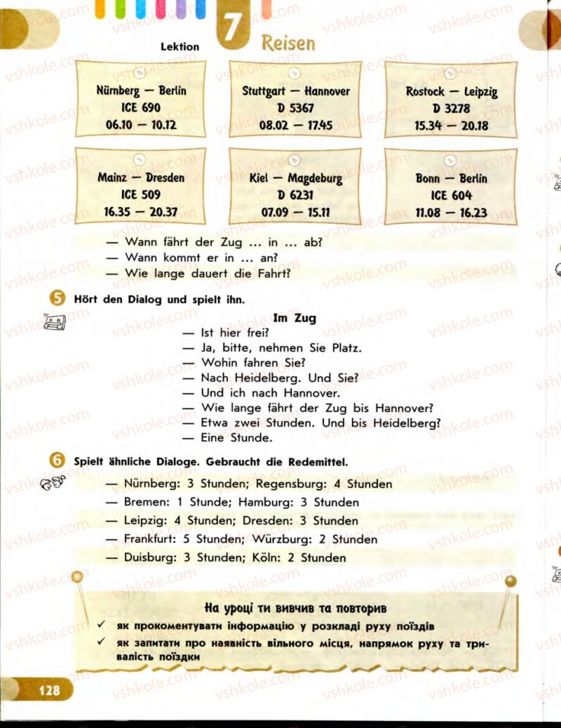 Страница 128 | Підручник Німецька мова 7 клас С.І. Сотникова 2010