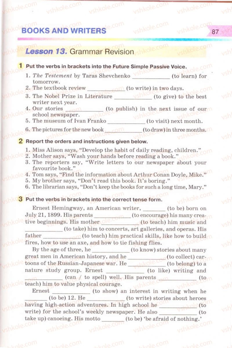 Страница 87 | Підручник Англiйська мова 8 клас А.М. Несвіт 2008