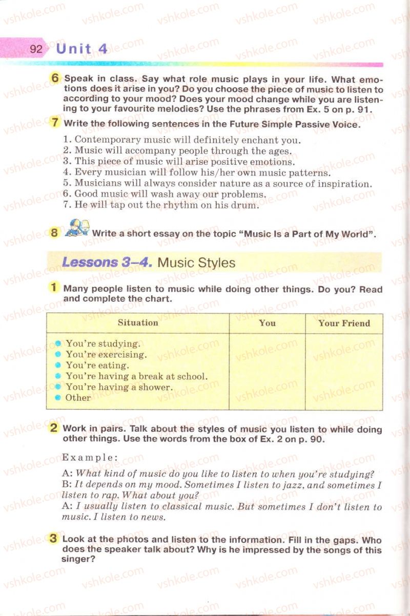Страница 92 | Підручник Англiйська мова 8 клас А.М. Несвіт 2008