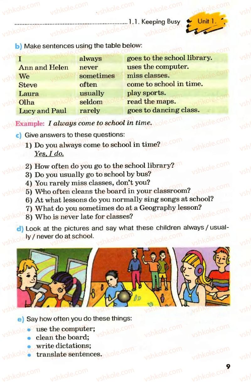 Страница 9 | Підручник Англiйська мова 8 клас Л.В. Калініна, І.В. Самойлюкевич 2008