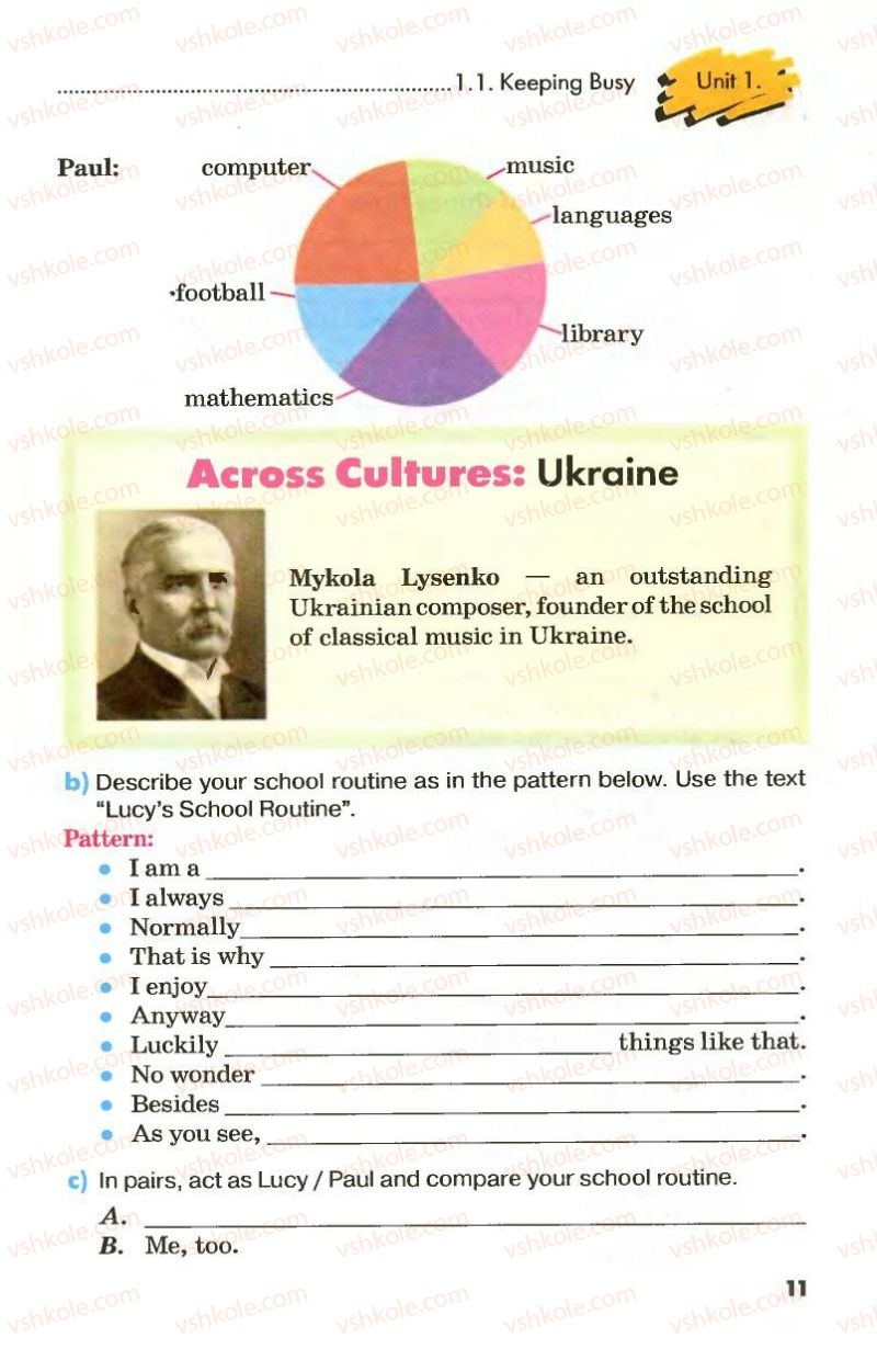 Страница 11 | Підручник Англiйська мова 8 клас Л.В. Калініна, І.В. Самойлюкевич 2008