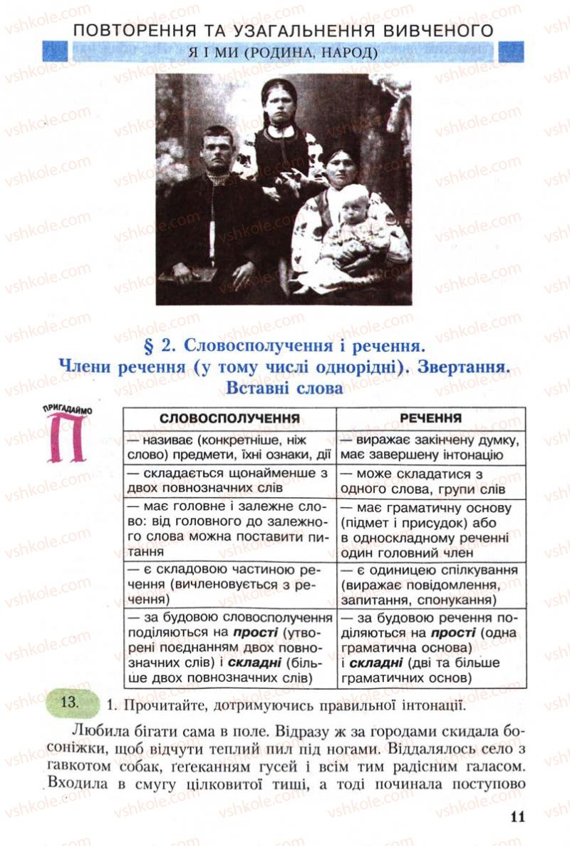 Страница 11 | Підручник Українська мова 8 клас С.Я. Єрмоленко, В.Т. Сичова 2008