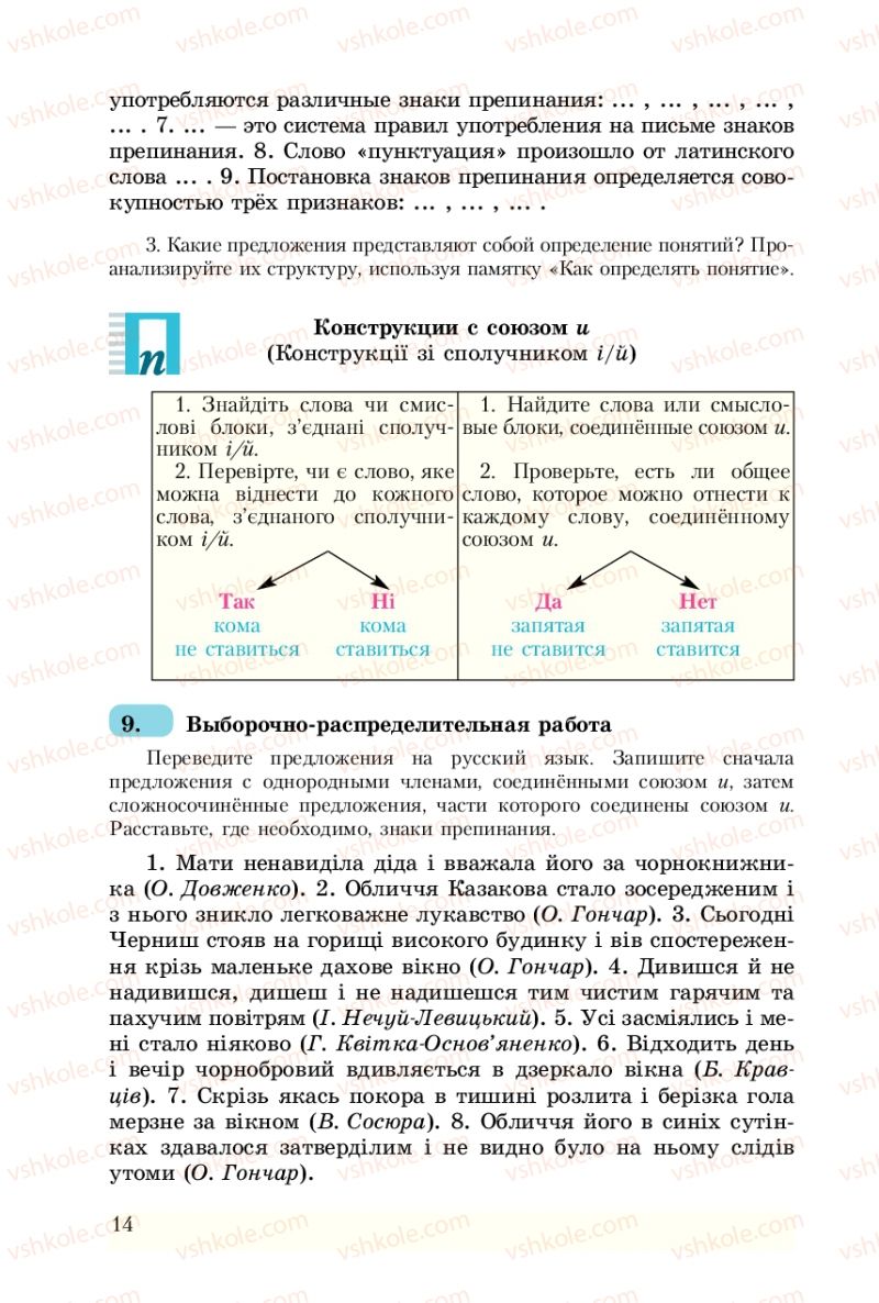 Страница 14 | Підручник Русский язык 8 клас А.Н. Рудяков, Т.Я. Фролова 2008