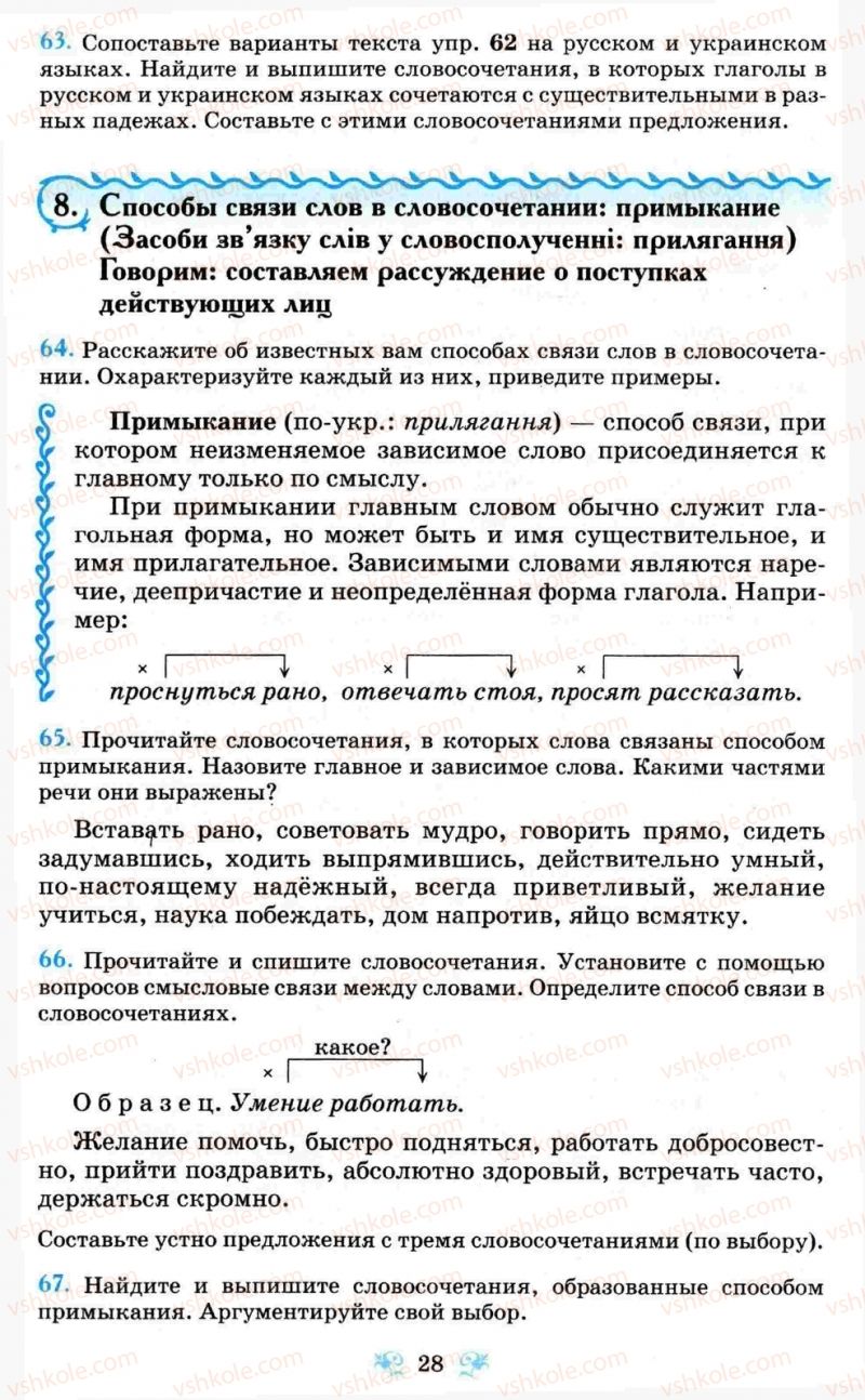 Страница 28 | Підручник Русский язык 8 клас Н.А. Пашковская, Г.А. Михайловская, С.А. Распопова 2008