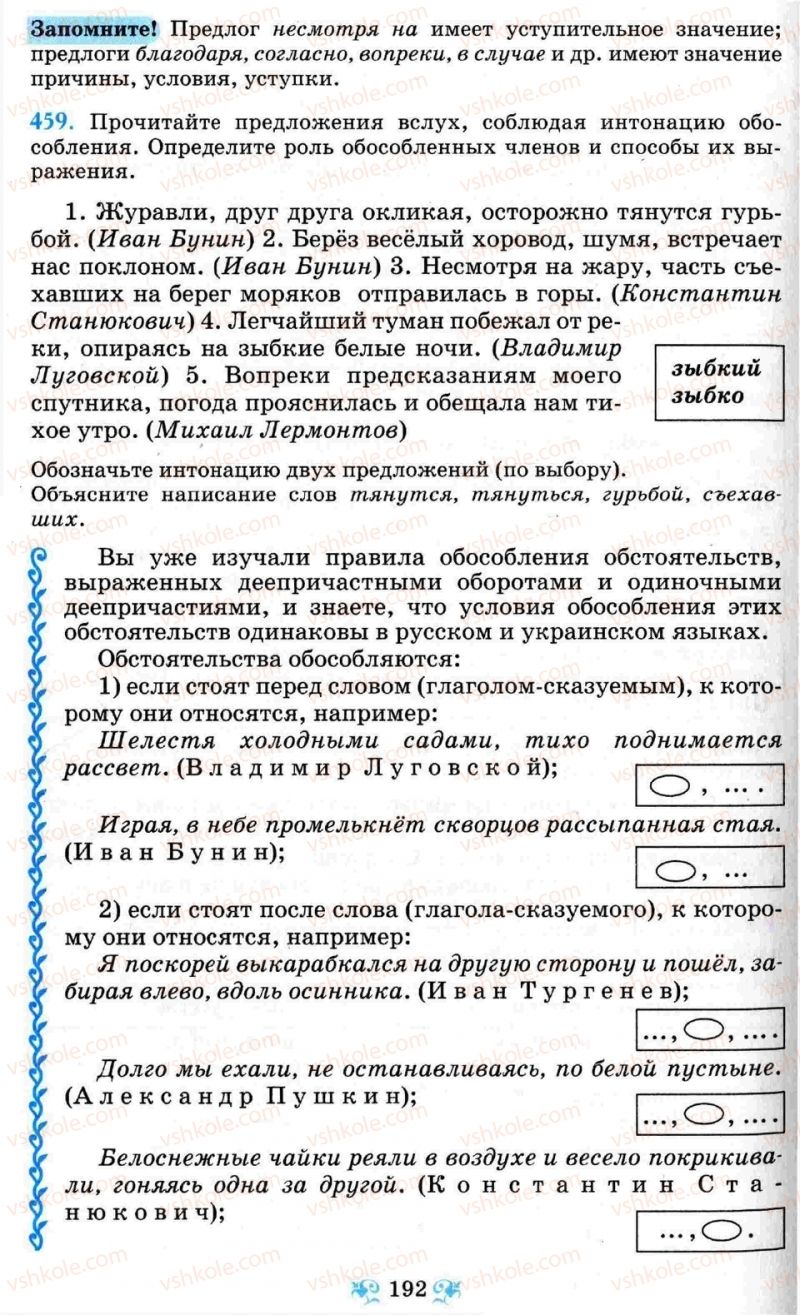 Страница 192 | Підручник Русский язык 8 клас Н.А. Пашковская, Г.А. Михайловская, С.А. Распопова 2008