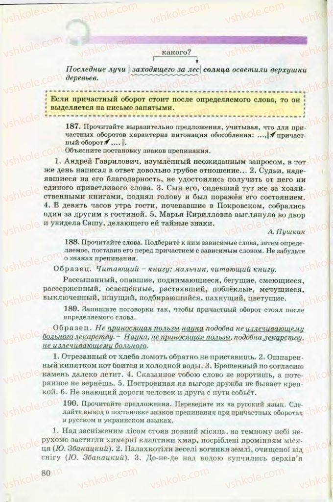 Страница 80 | Підручник Русский язык 8 клас Т.М. Полякова, Е.И. Самонова, В.В. Дьяченко 2008