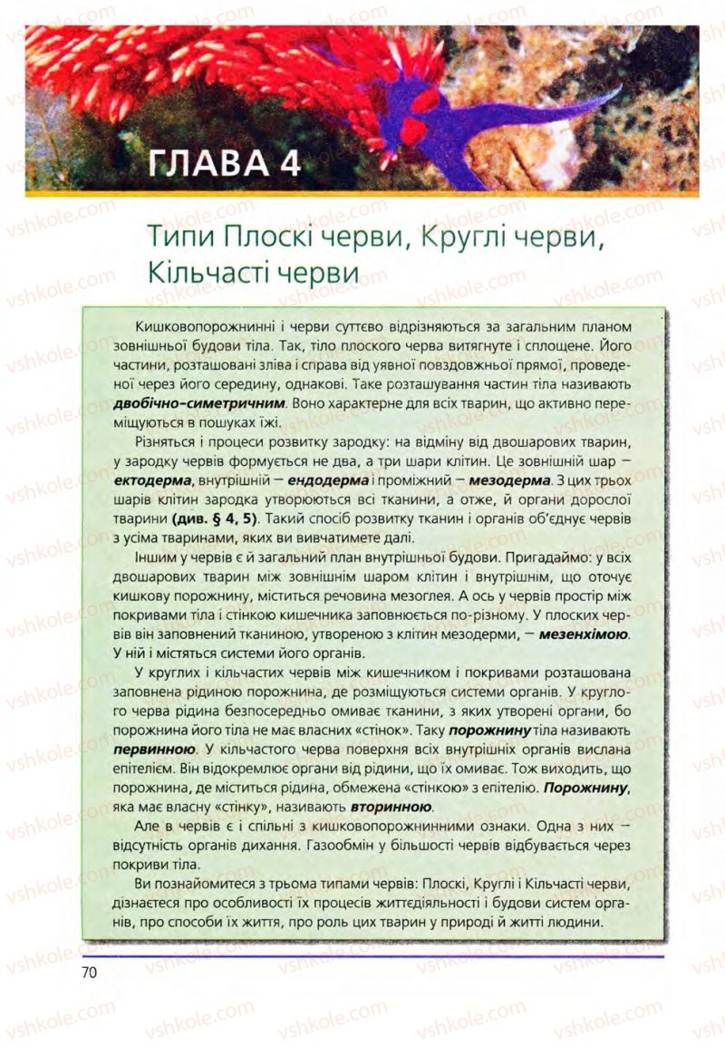 Страница 70 | Підручник Біологія 8 клас Т.І. Базанова, Ю.В. Павіченко, О.Г. Шатровський 2008