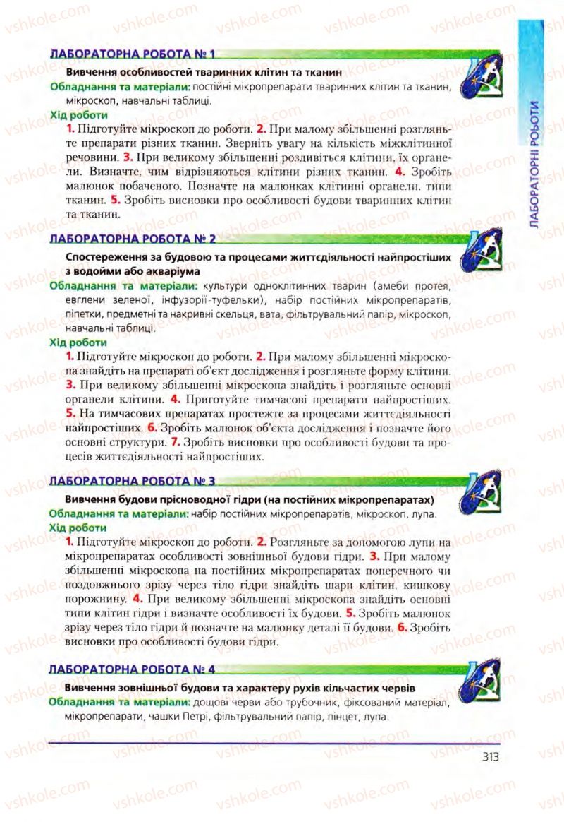 Страница 313 | Підручник Біологія 8 клас Т.І. Базанова, Ю.В. Павіченко, О.Г. Шатровський 2008