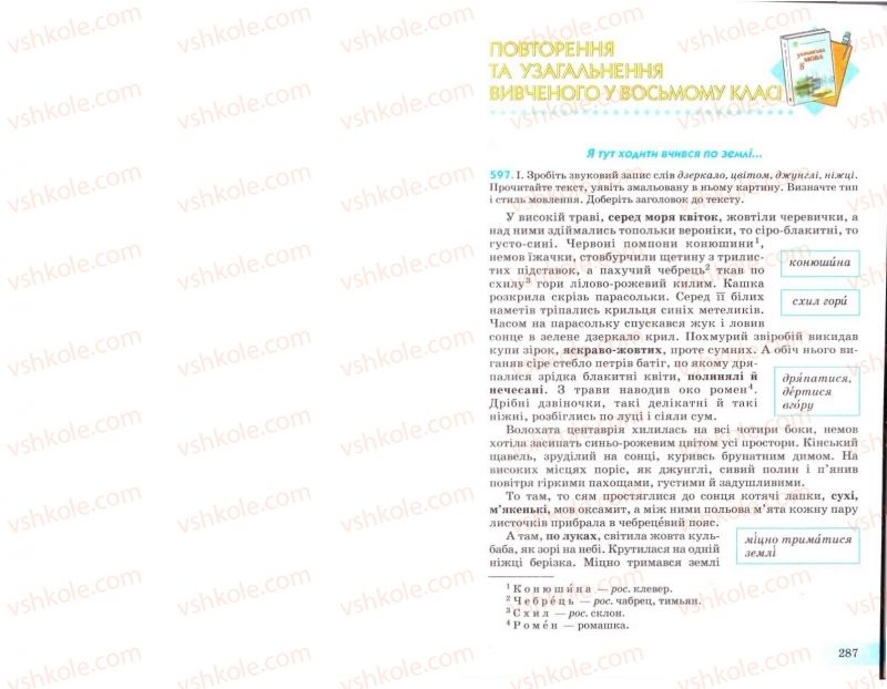 Страница 287 | Підручник Українська мова 8 клас Н.В. Бондаренко, А.В. Ярмолюк 2008