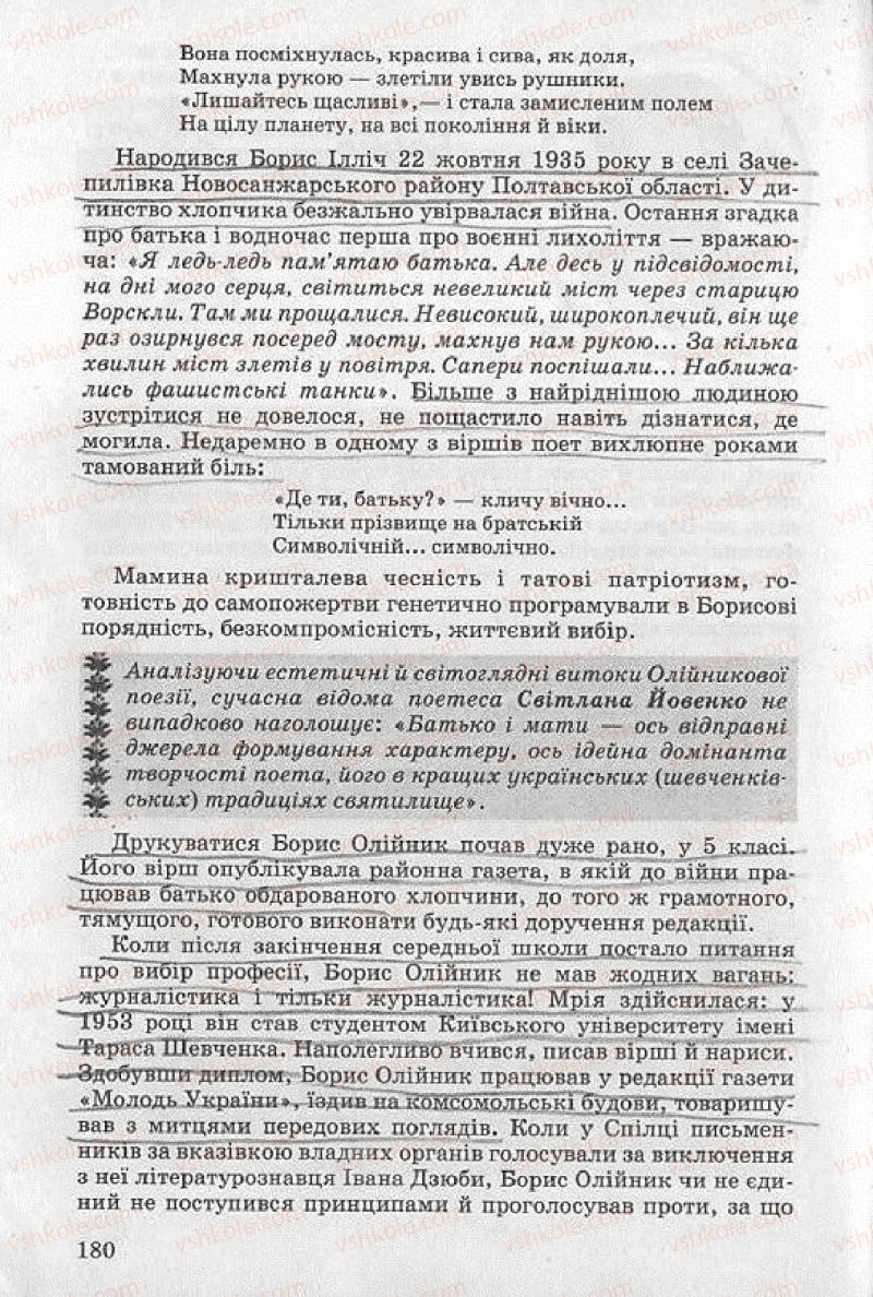 Страница 180 | Підручник Українська література 8 клас О.В. Слоньовська 2008