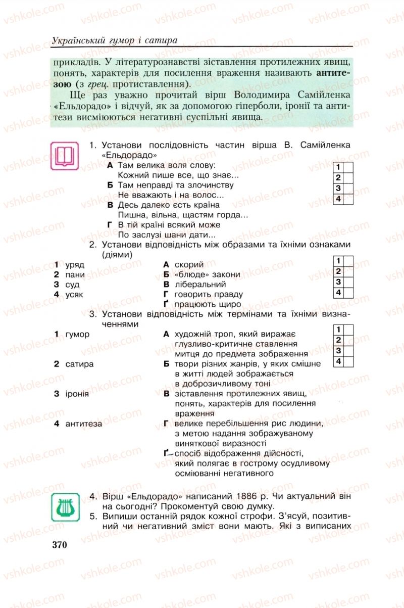 Страница 370 | Підручник Українська література 8 клас О.М. Авраменко, Г.К. Дмитренко 2008