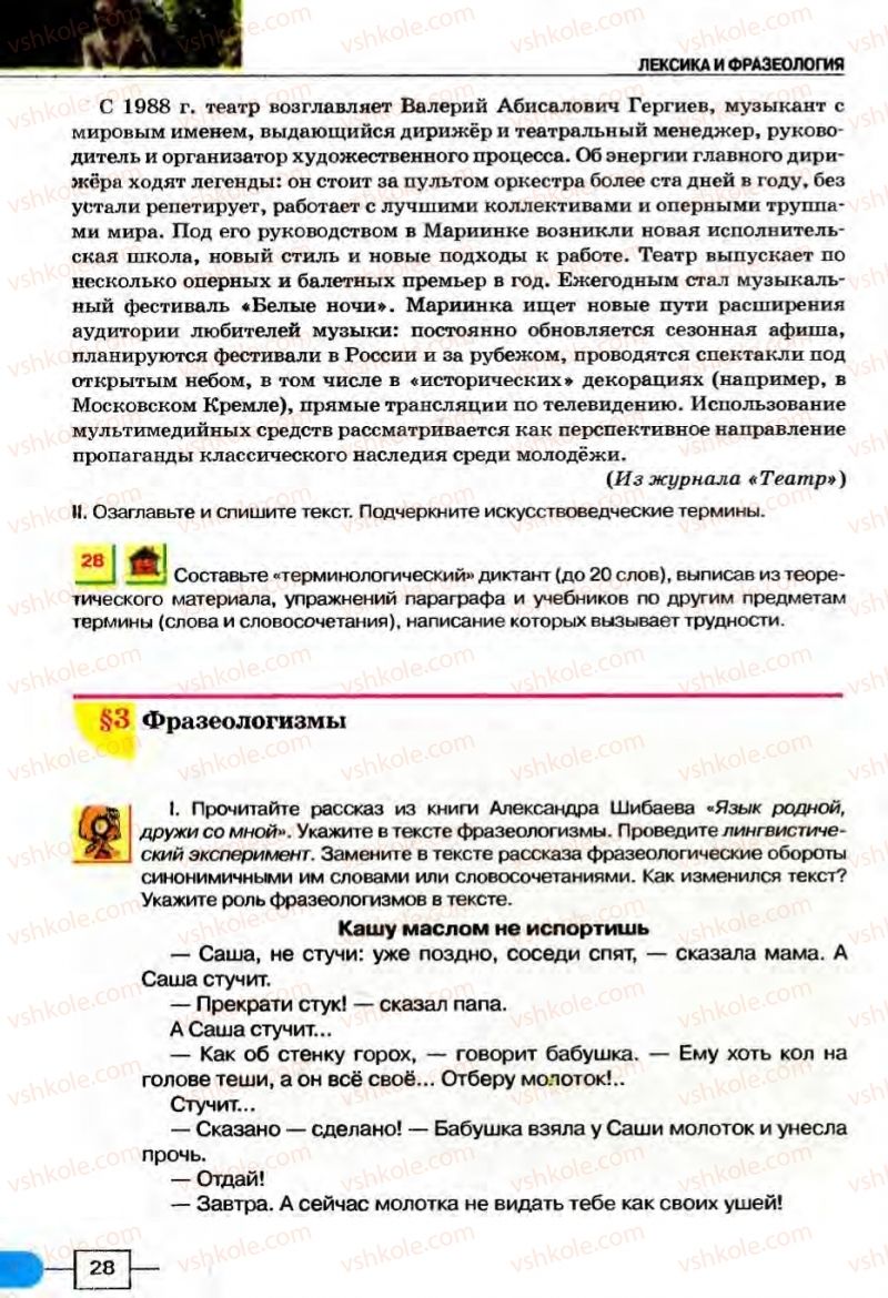 Страница 28 | Підручник Русский язык 8 клас Е.И. Быкова, Л.В Давидюк, В.И. Стативка 2008