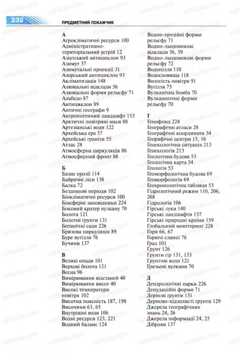 Страница 232 | Підручник Географія 8 клас П.Г. Шищенко, Н.В. Муніч 2008