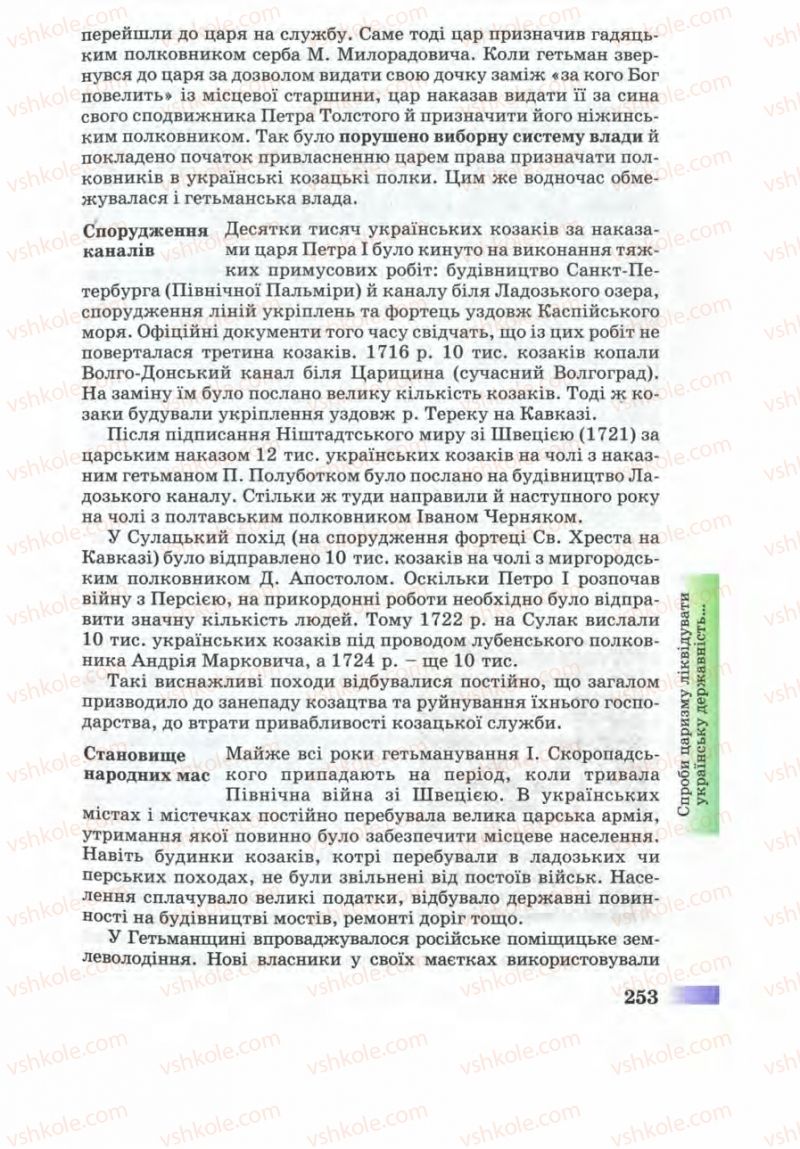 Страница 253 | Підручник Історія України 8 клас Г.К. Швидько 2008