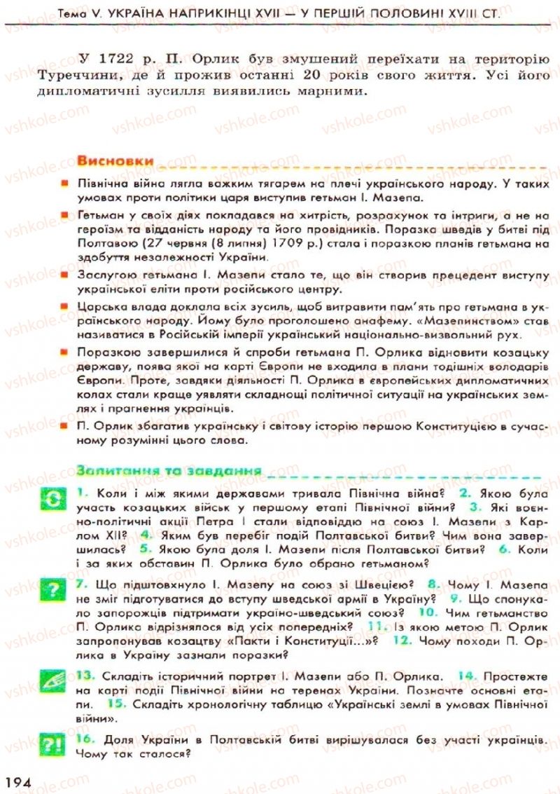 Страница 194 | Підручник Історія України 8 клас О.В. Гісем, О.О. Мартинюк 2008