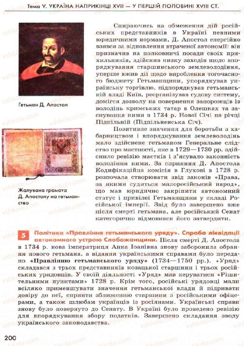 Страница 200 | Підручник Історія України 8 клас О.В. Гісем, О.О. Мартинюк 2008