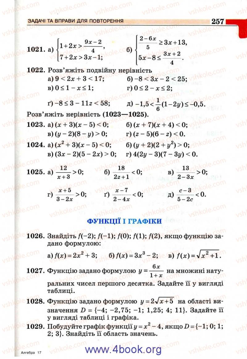 Страница 257 | Підручник Алгебра 9 клас Г.П. Бевз, В.Г. Бевз 2009