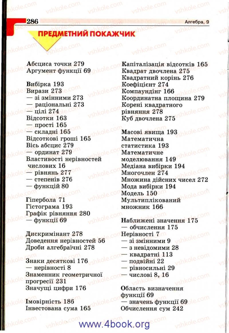 Страница 286 | Підручник Алгебра 9 клас Г.П. Бевз, В.Г. Бевз 2009