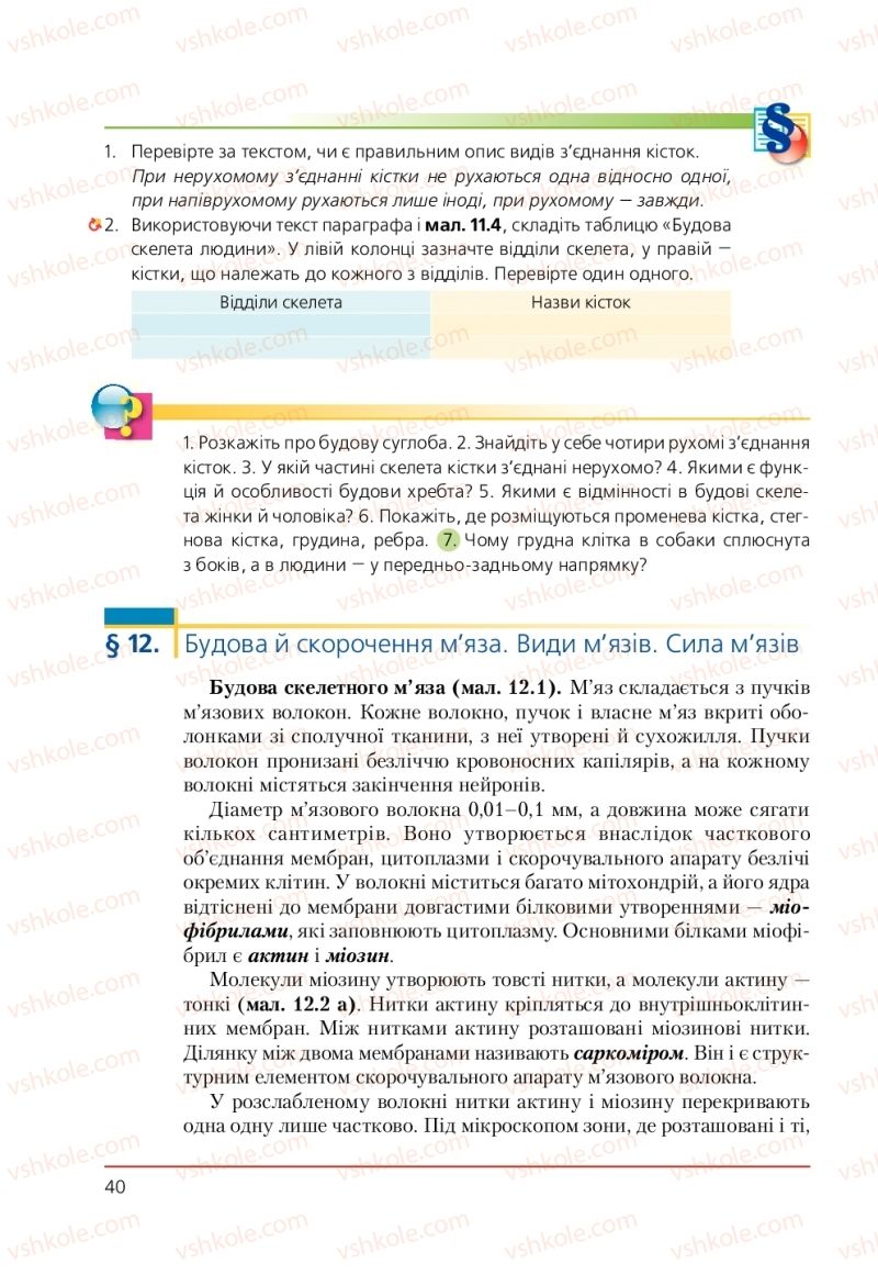 Страница 40 | Підручник Біологія 9 клас Т.І. Базанова, Ю.В. Павіченко, А.М. Тіткова 2009