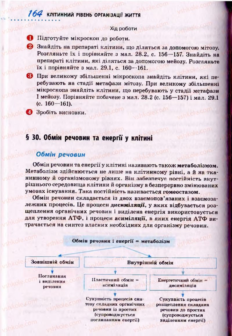 Страница 164 | Підручник Біологія 10 клас О.В. Тагліна 2010 Академічний рівень