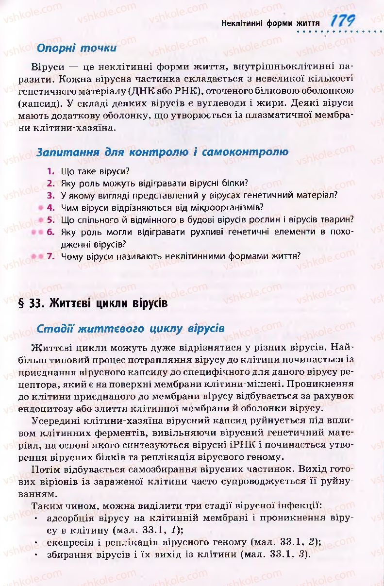 Страница 179 | Підручник Біологія 10 клас О.В. Тагліна 2010 Академічний рівень