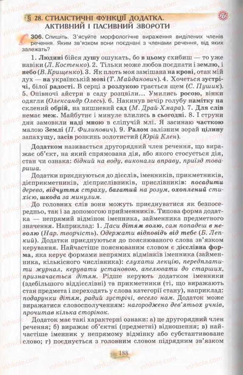 Страница 188 | Підручник Українська мова 11 клас С.О. Караман, О.В. Караман, М.Я. Плющ 2011 Академічний, профільний рівні