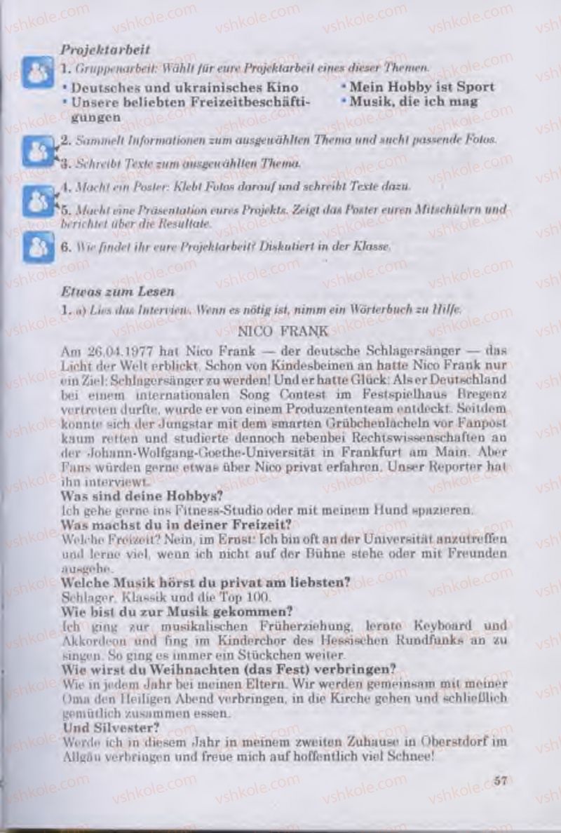Страница 57 | Підручник Німецька мова 11 клас Н.П. Басай 2011 10 рік навчання