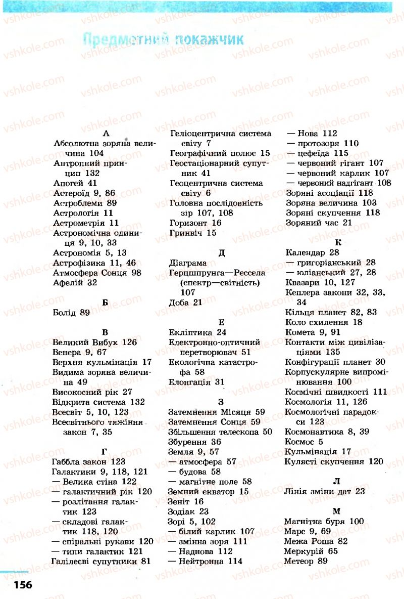 Страница 156 | Підручник Астрономія 11 клас М.П. Пришляк 2011 Академічний рівень