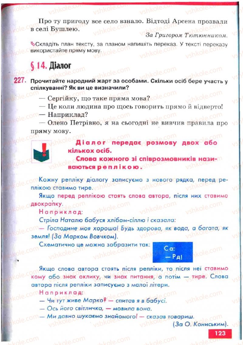 Страница 123 | Підручник Українська мова 5 клас О.П. Глазова, Ю.Б. Кузнецов 2005