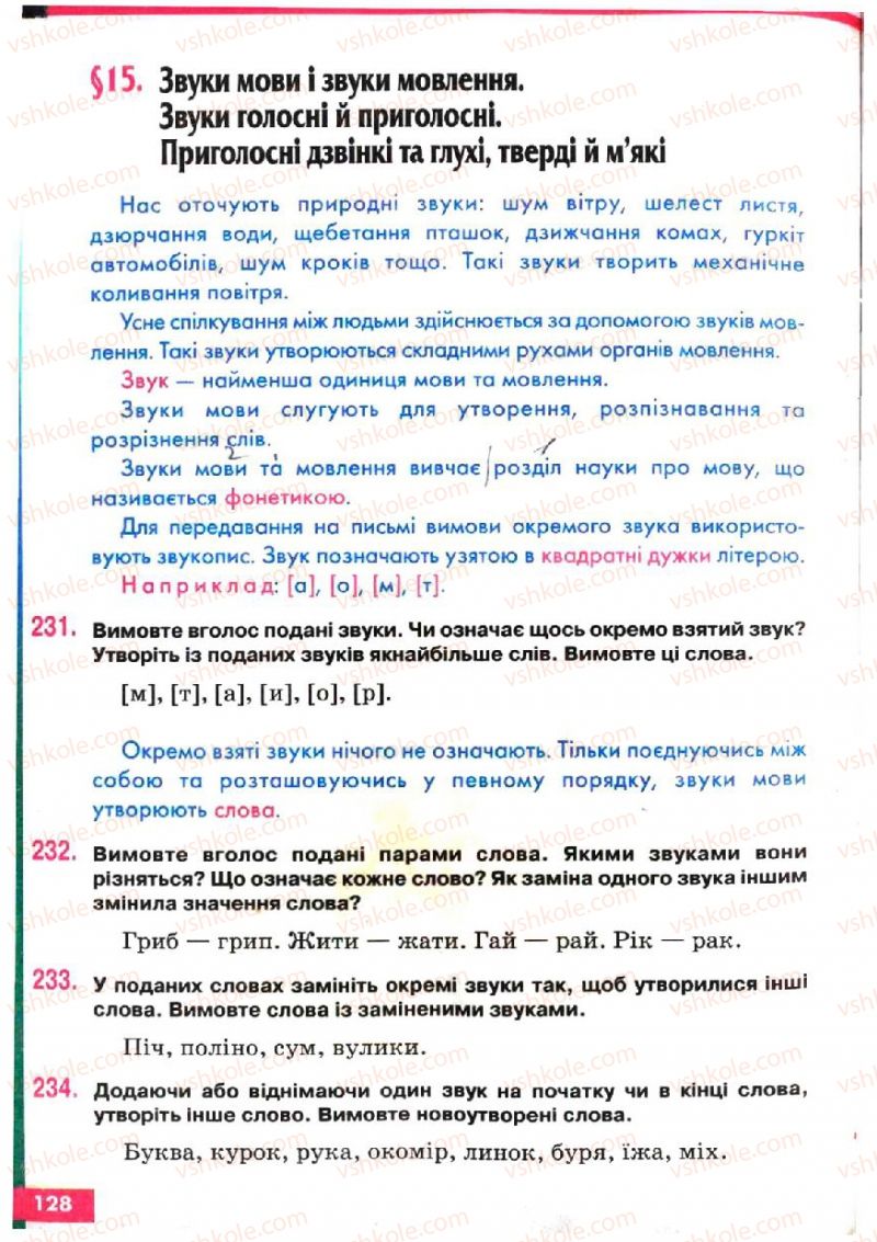 Страница 128 | Підручник Українська мова 5 клас О.П. Глазова, Ю.Б. Кузнецов 2005