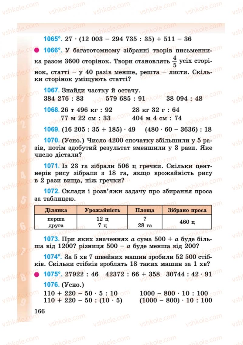 Страница 166 | Підручник Математика 4 клас М.В. Богданович, Г.П. Лишенко 2015