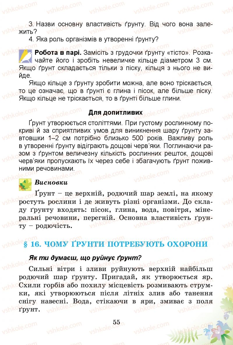 Страница 55 | Підручник Природознавство 3 клас Т.Г. Гільберг, Т.В. Сак 2014