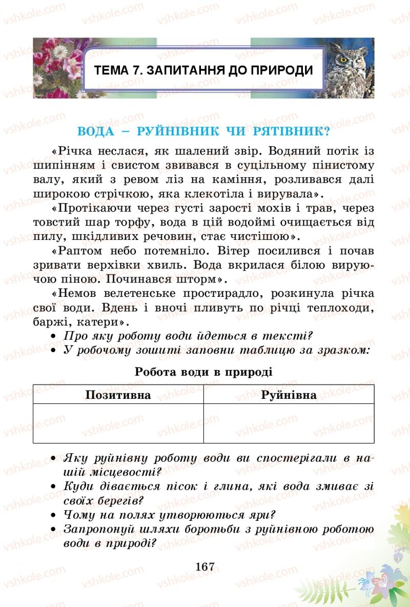 Страница 167 | Підручник Природознавство 3 клас Т.Г. Гільберг, Т.В. Сак 2014