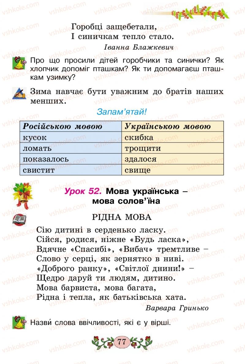 Страница 77 | Підручник Українська мова 2 клас Н.В. Гавриш, Т.С. Маркотенко 2012