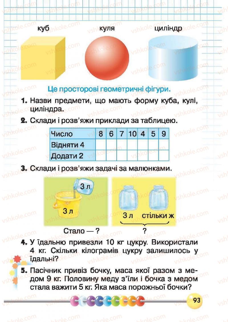 Страница 93 | Підручник Математика 1 клас Ф.М. Рівкінд, Л.В. Оляницька 2012