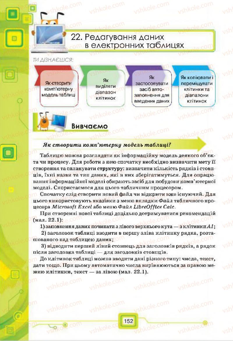 Страница 152 | Підручник Інформатика 7 клас Н.В. Морзе, О.В. Барна, В.П. Вембер, О.Г. Кузьмінська 2015