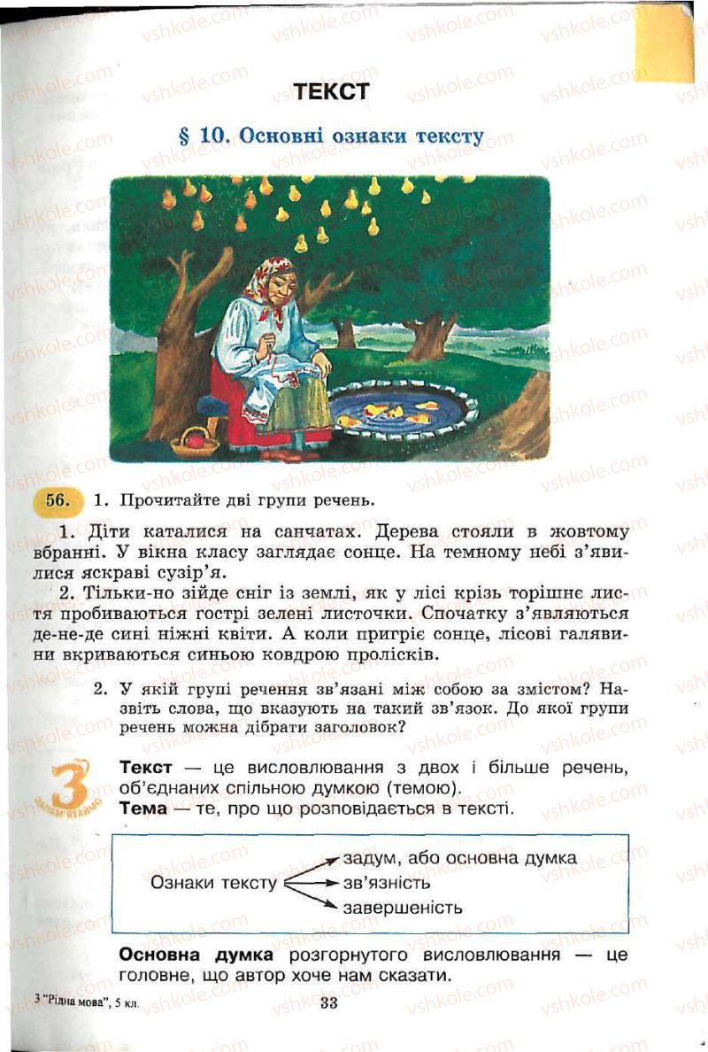 Страница 33 | Підручник Українська мова 5 клас С.Я. Єрмоленко, В.Т. Сичова 2005